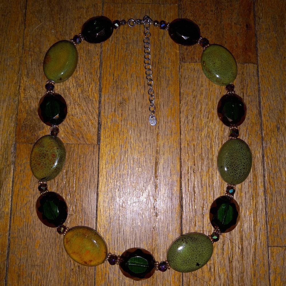 Green Beaded Statement Piece Necklace